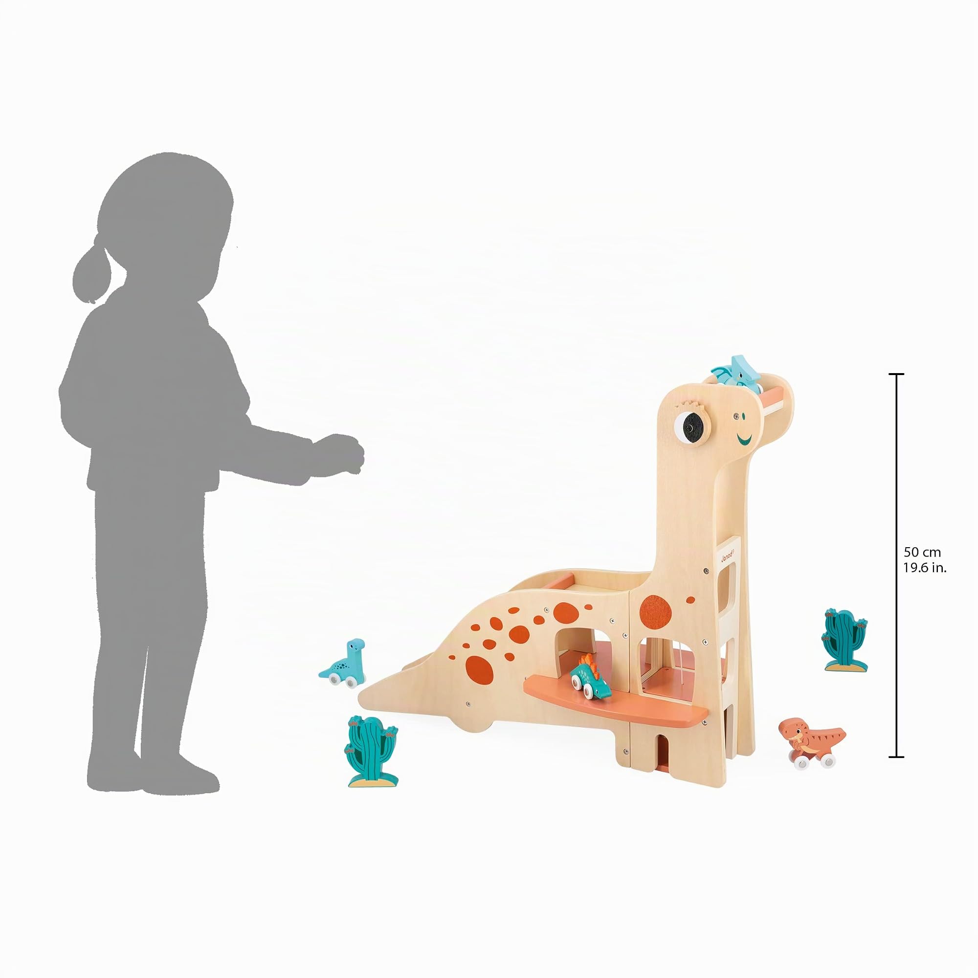 janod-garage-dino-diplodocus-bois-fsc-4-dinos-pousser-2-cactus-d-s-24-mois image 3