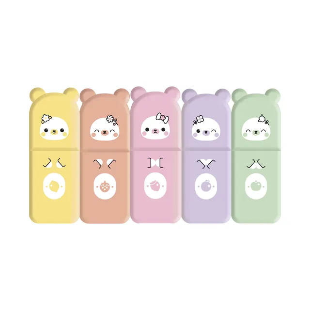 janod-coffret-5-mini-surligneurs-pastel-animaux-5-cm-jaune-orange-rose-violet-ve image 1