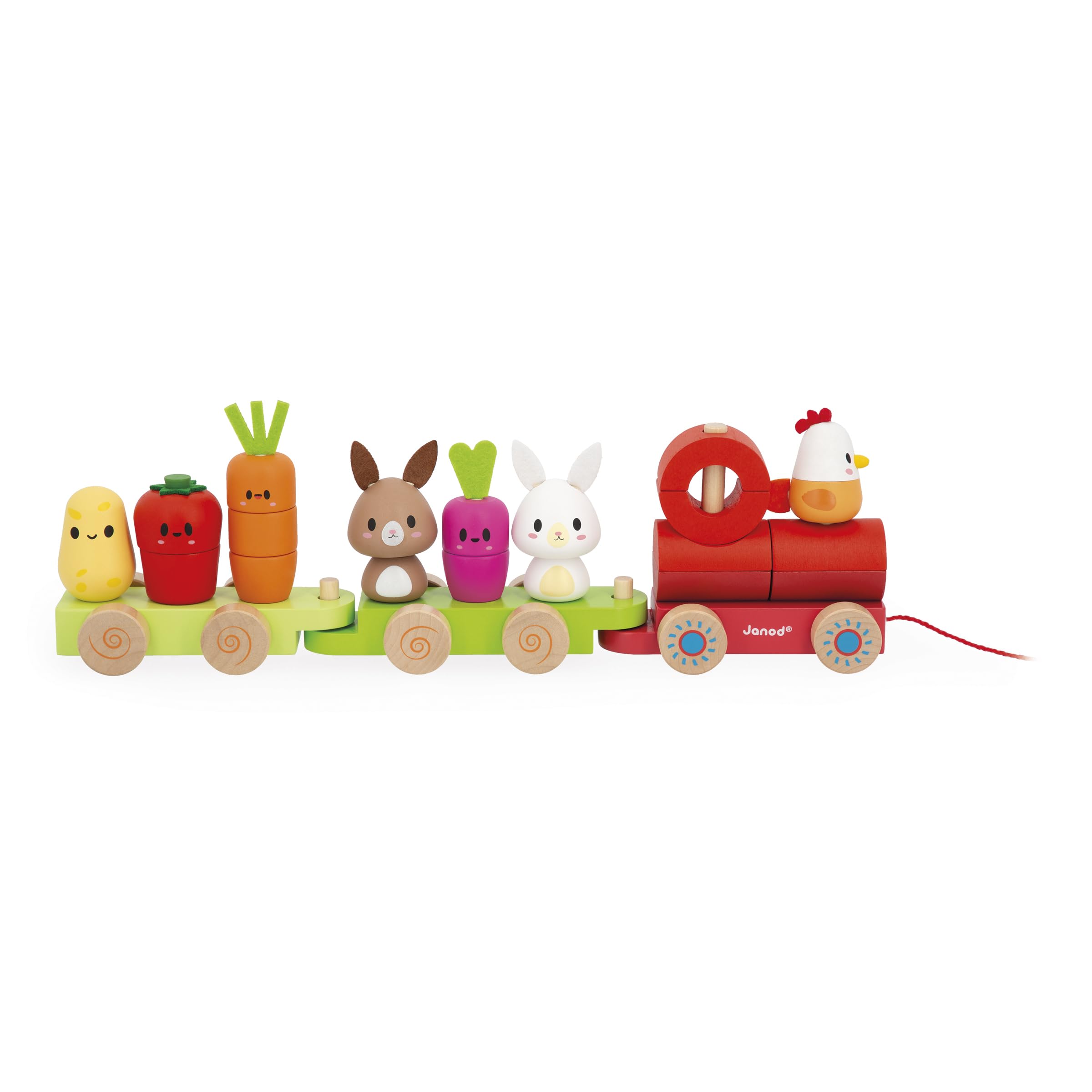 janod-train-bois-tirer-ferme-j03314-3-wagons-19-pi-ces-d-s-12-mois image 2