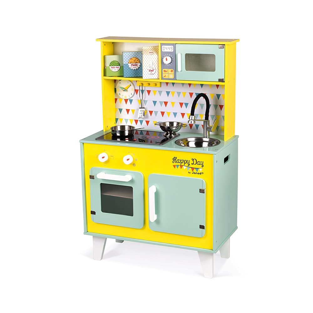 janod-happy-day-j06564-grande-cuisine-enfant-en-bois-bleu-jaune-7-accessoires image 2