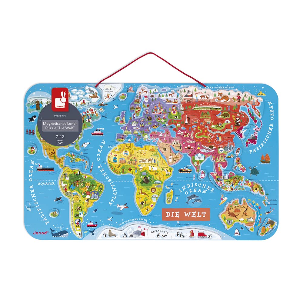 janod-puzzle-carte-du-monde-magn-tique-en-bois-92-magnets-version-allemande image 7