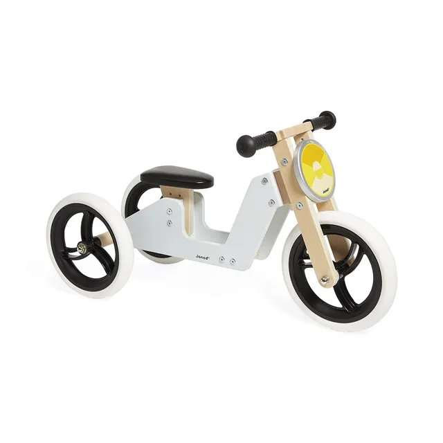 janod-draisienne-tricycle-volutif-2-en-1-bois-gris-18-mois image 1