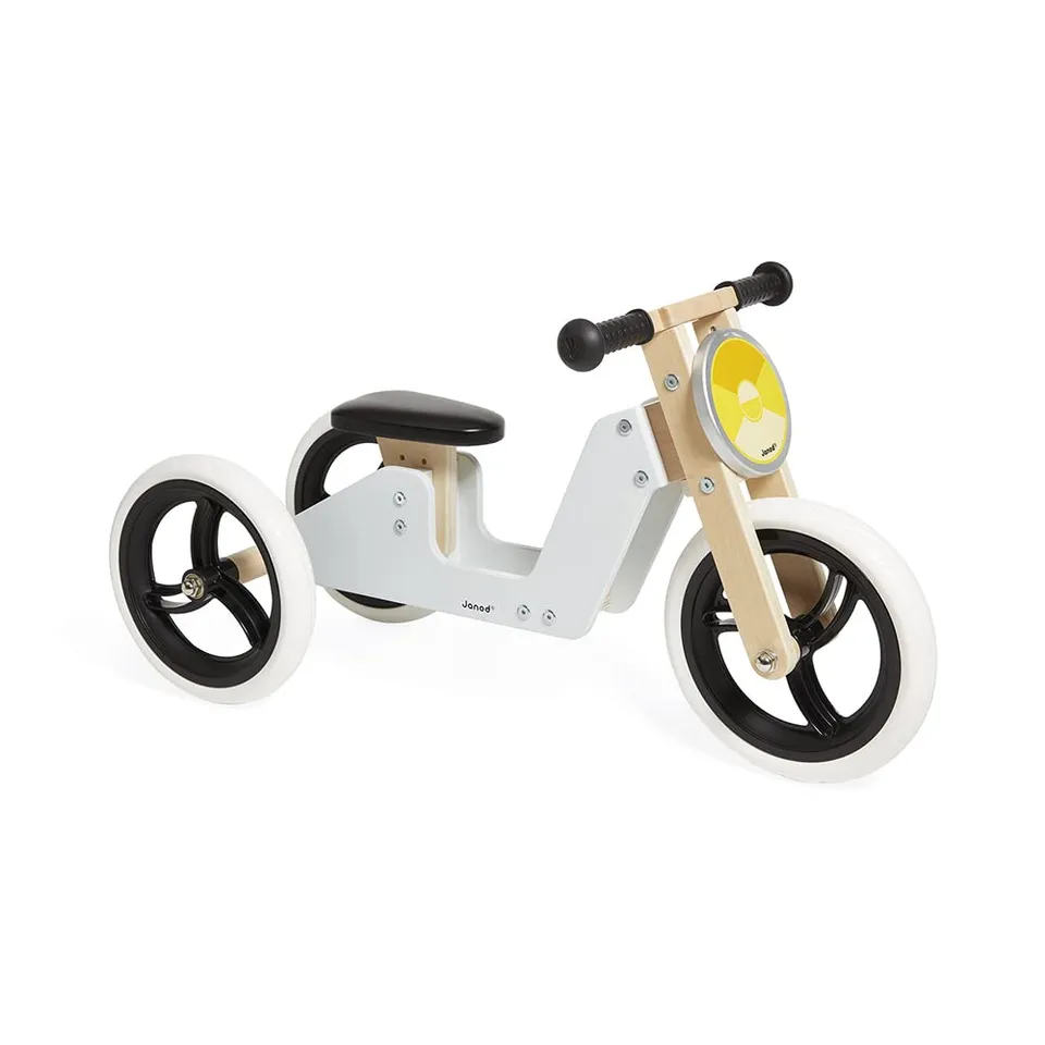 janod-draisienne-tricycle-volutif-2-en-1-bois-gris-18-mois image 1