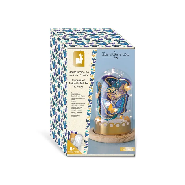 janod-les-ateliers-d-co-j07878-cloche-lumineuse-papillons-bleus-et-dor-s-cr-er image 1