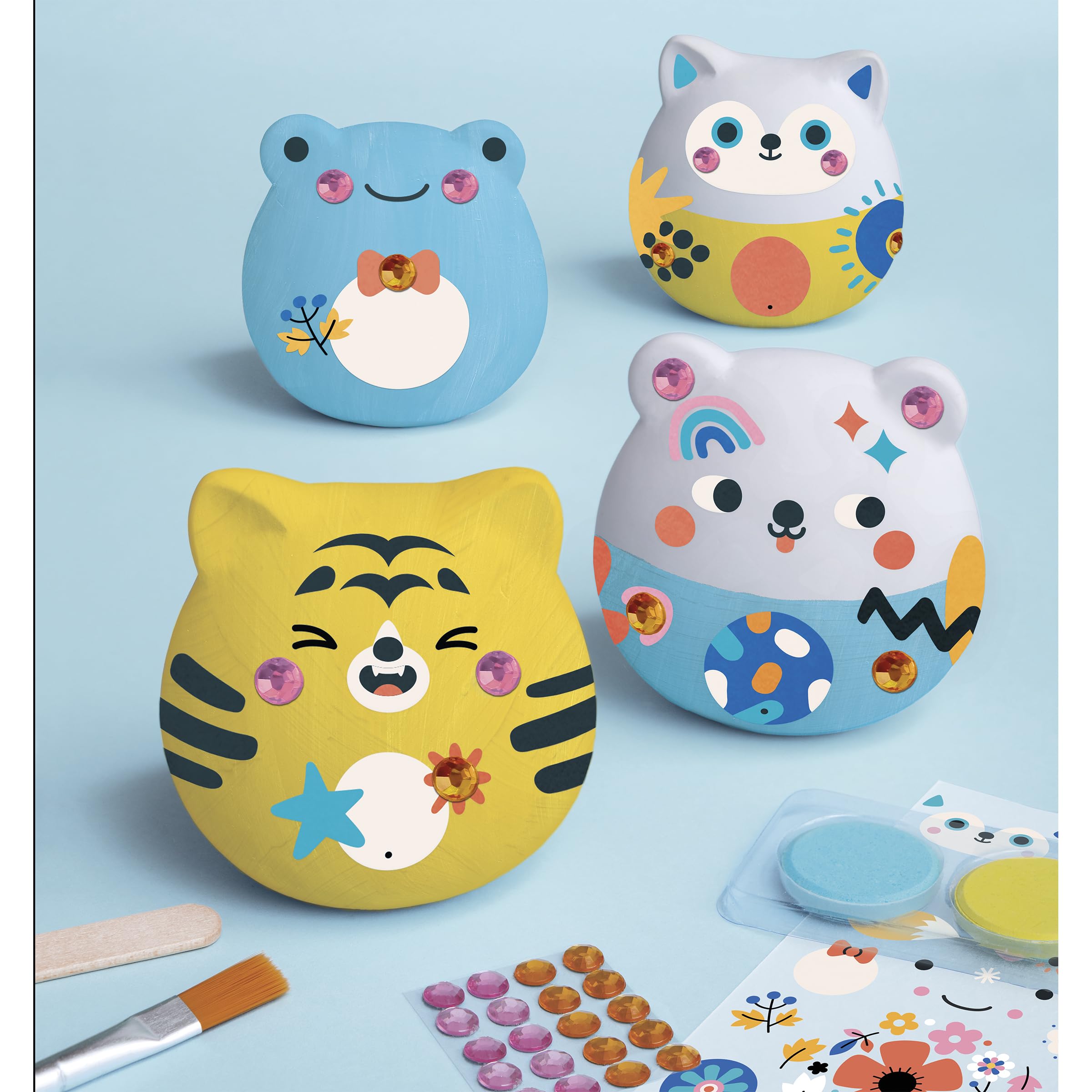 janod-4-figurines-en-pl-tre-d-corer-animaux-tout-ronds-d-calcomanie-strass image 4