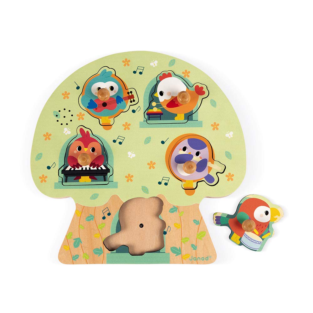 janod-les-oiseaux-en-f-te-puzzle-musical-en-bois-5-pi-ces image 1