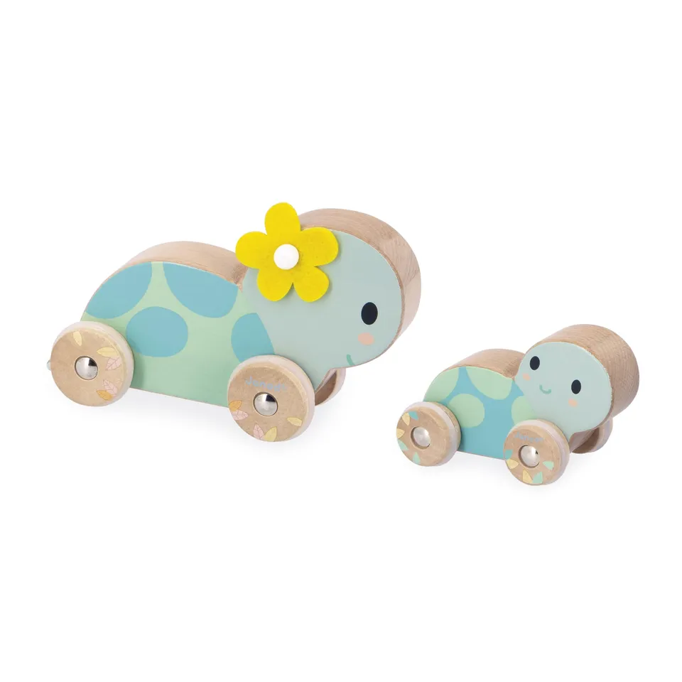 janod-j05148-set-de-2-tortues-en-bois-rouler-roues-silencieuses-d-s-1-an image 1