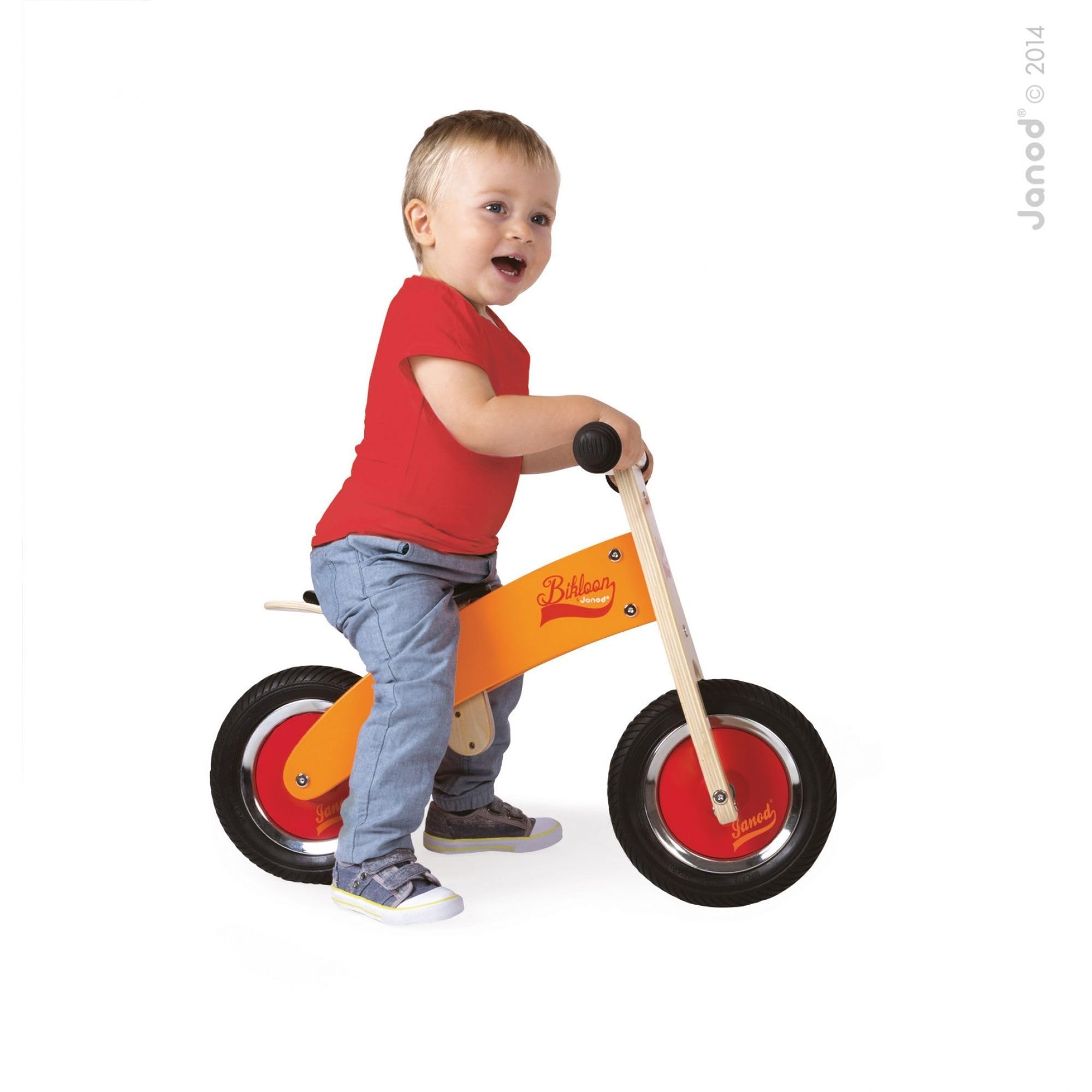janod-little-bikloon-j03263-ma-premi-re-draisienne-en-bois-orange-rouge image 2
