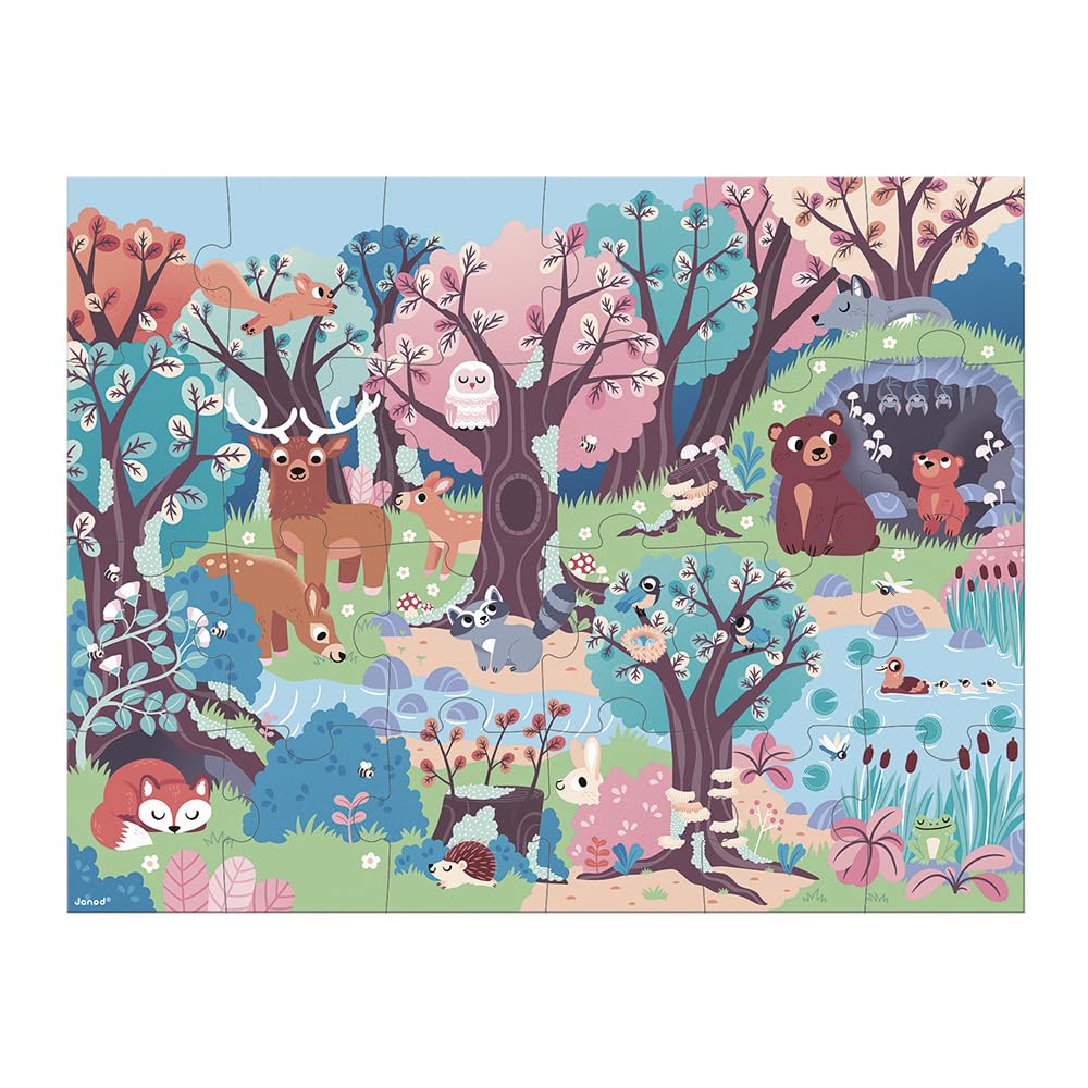 janod-j02653-puzzle-enfant-magique-la-for-t-24-pi-ces-avec-lampe image 2