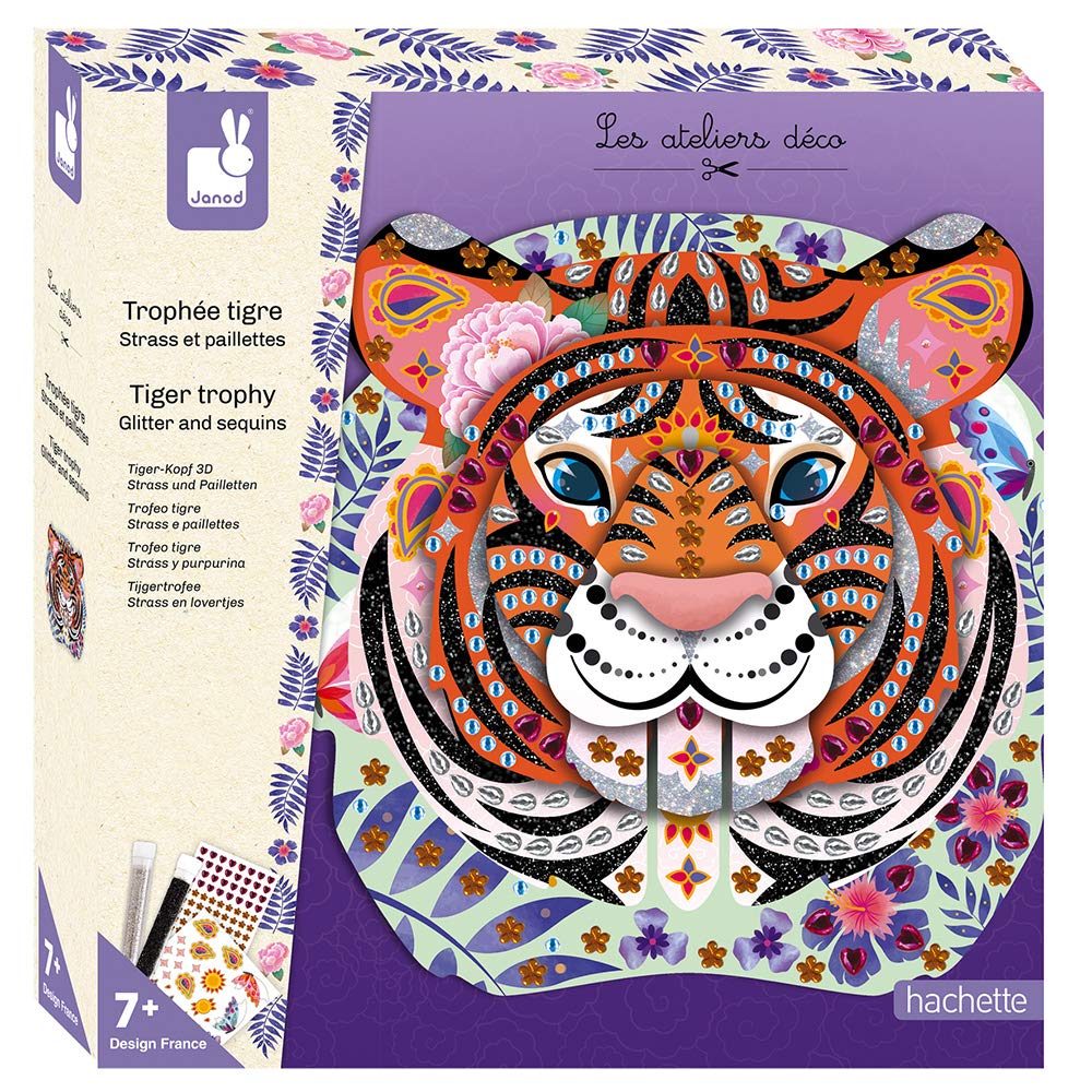 janod-les-ateliers-d-co-j07915-troph-e-tigre-3d-strass-et-paillettes image 1