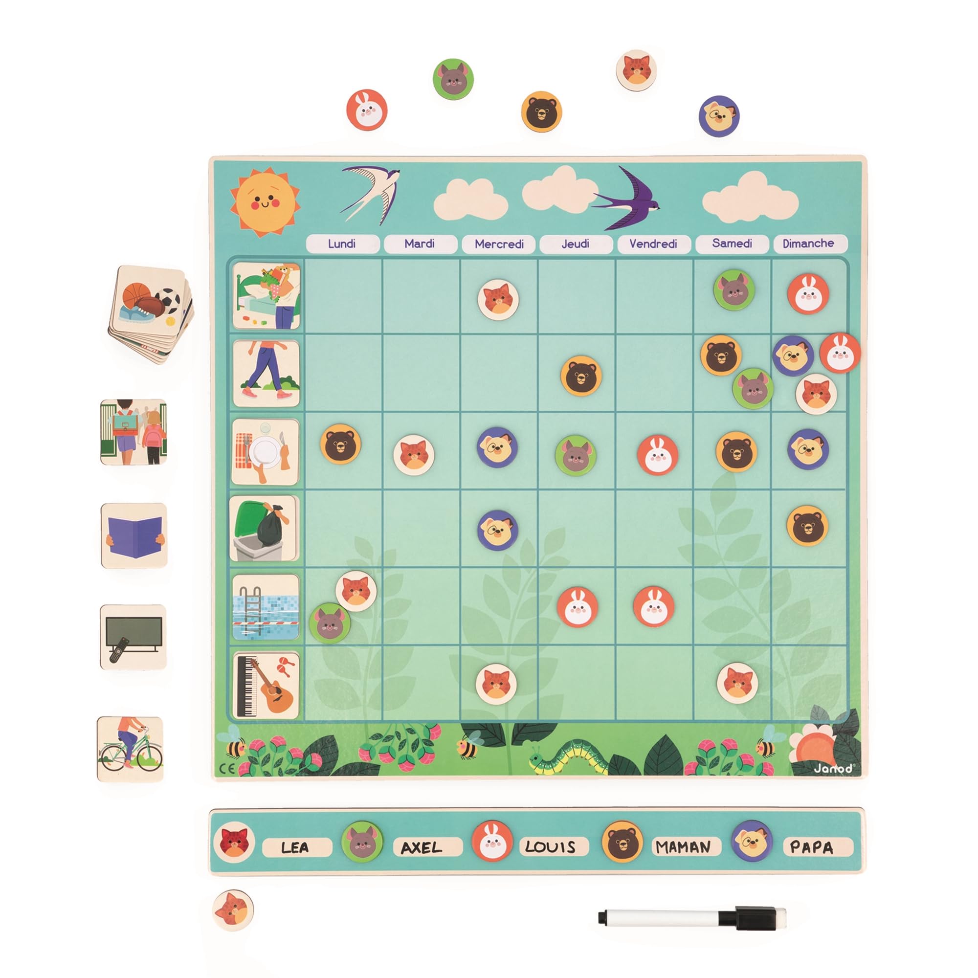 janod-j05469-tableau-d-organisation-magn-tique-97-magnets-famille-5-personnes image 2