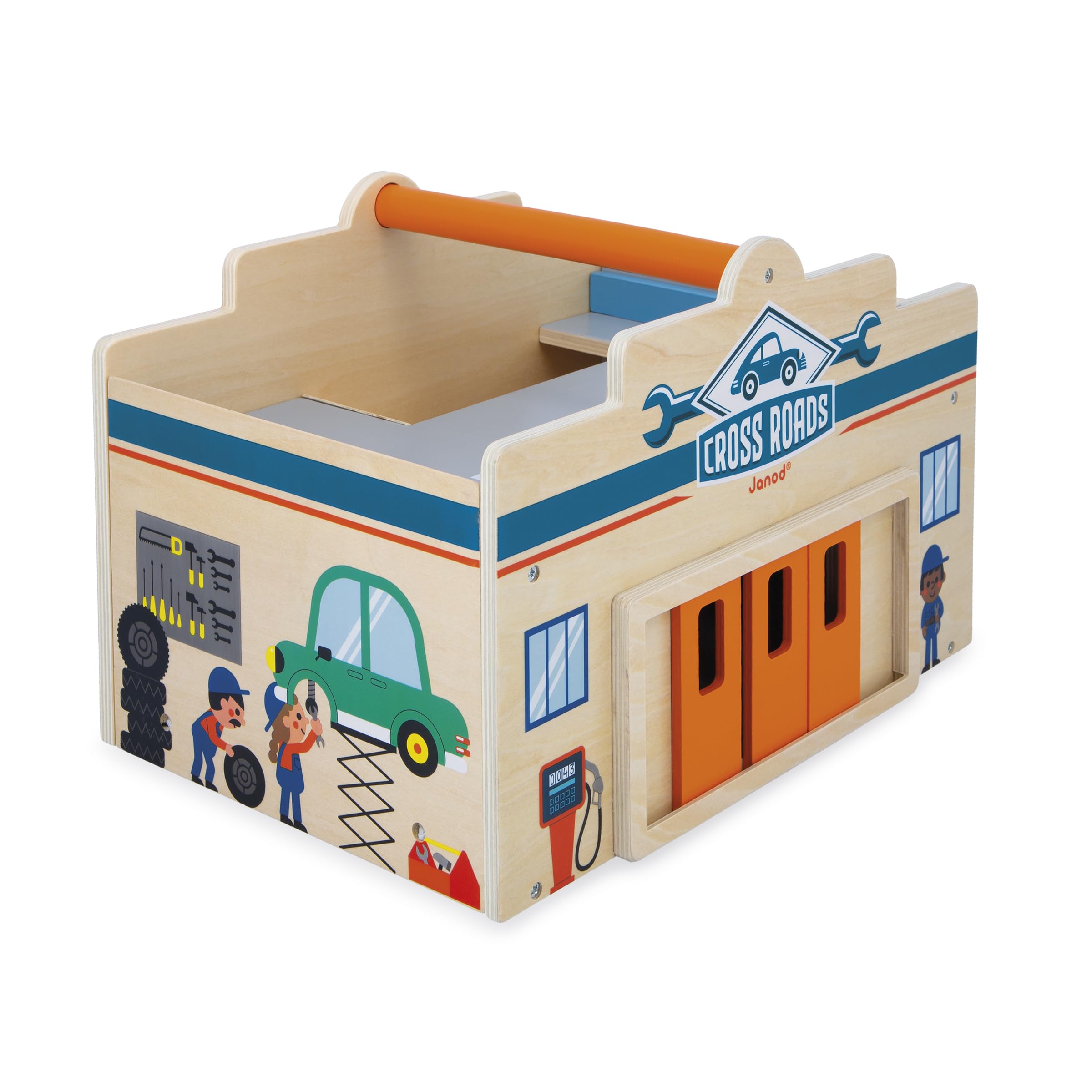 janod-mon-premier-garage-garage-voitures-en-bois-2-niveaux-atelier-et-lavage-15- image 7
