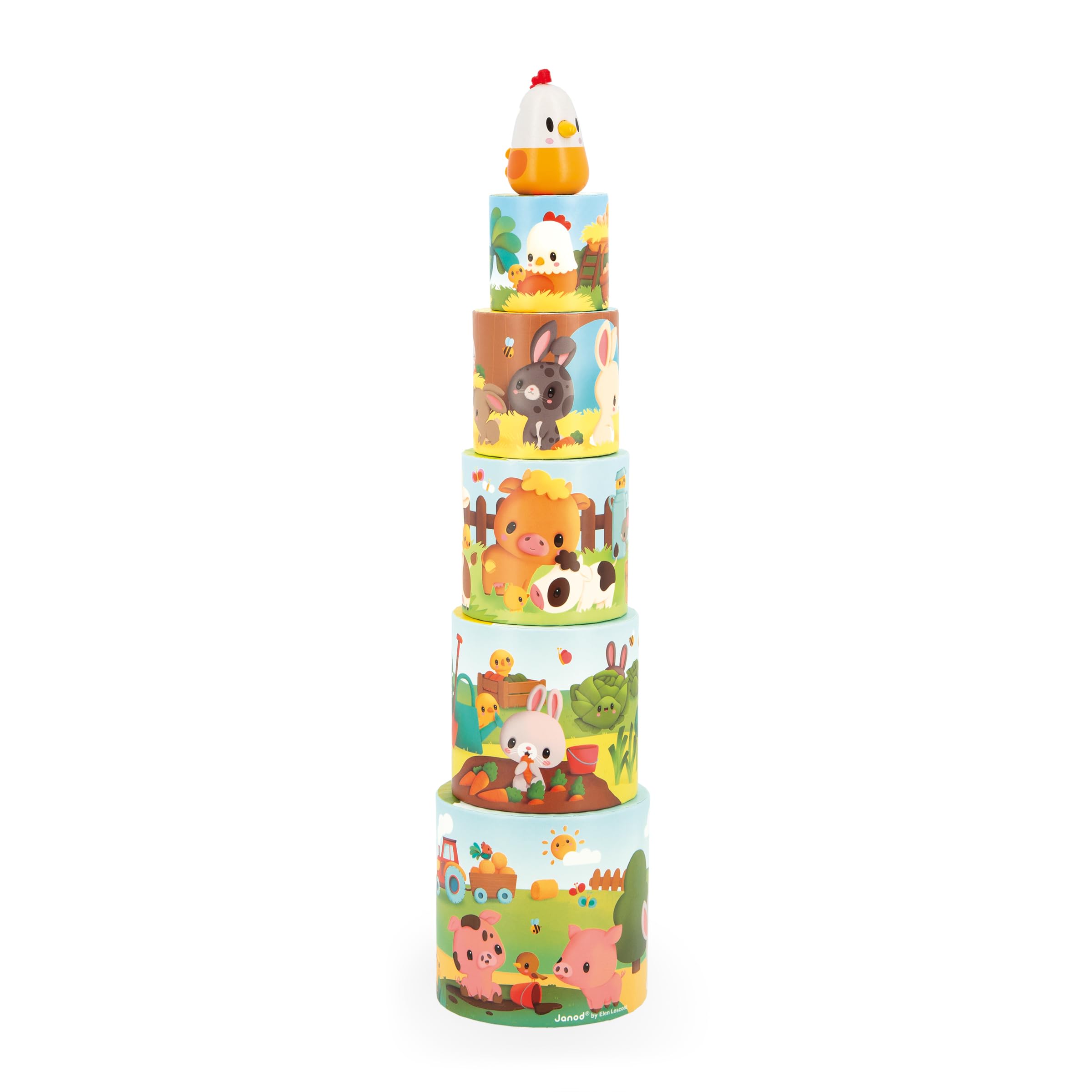 janod-ma-premi-re-pyramide-ferme-j03310-5-cubes-poule-bois-d-s-12-mois image 1