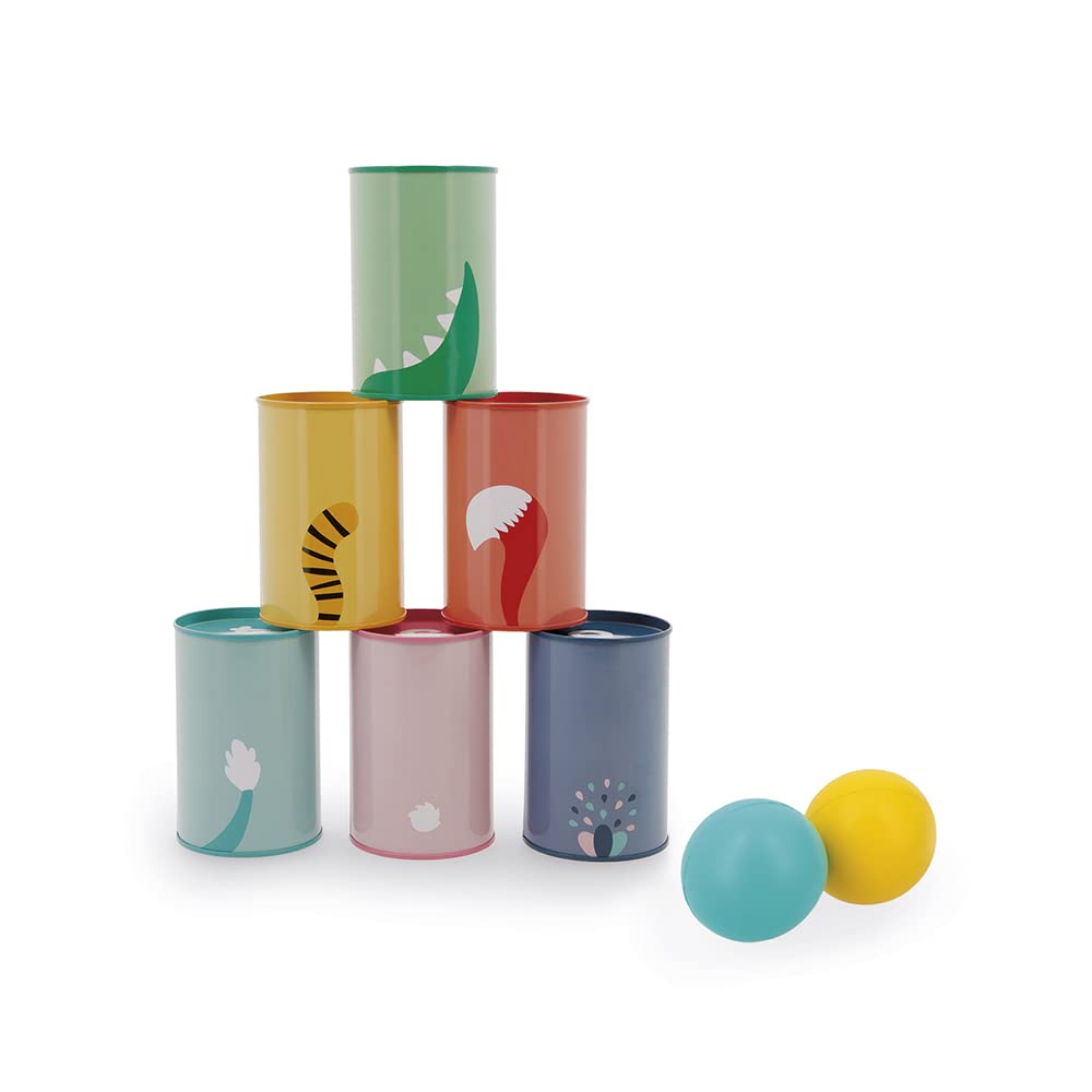 janod-chamboule-tout-animaux-j07726-6-bo-tes-m-tal-2-balles-mousse-d-s-3-ans image 2