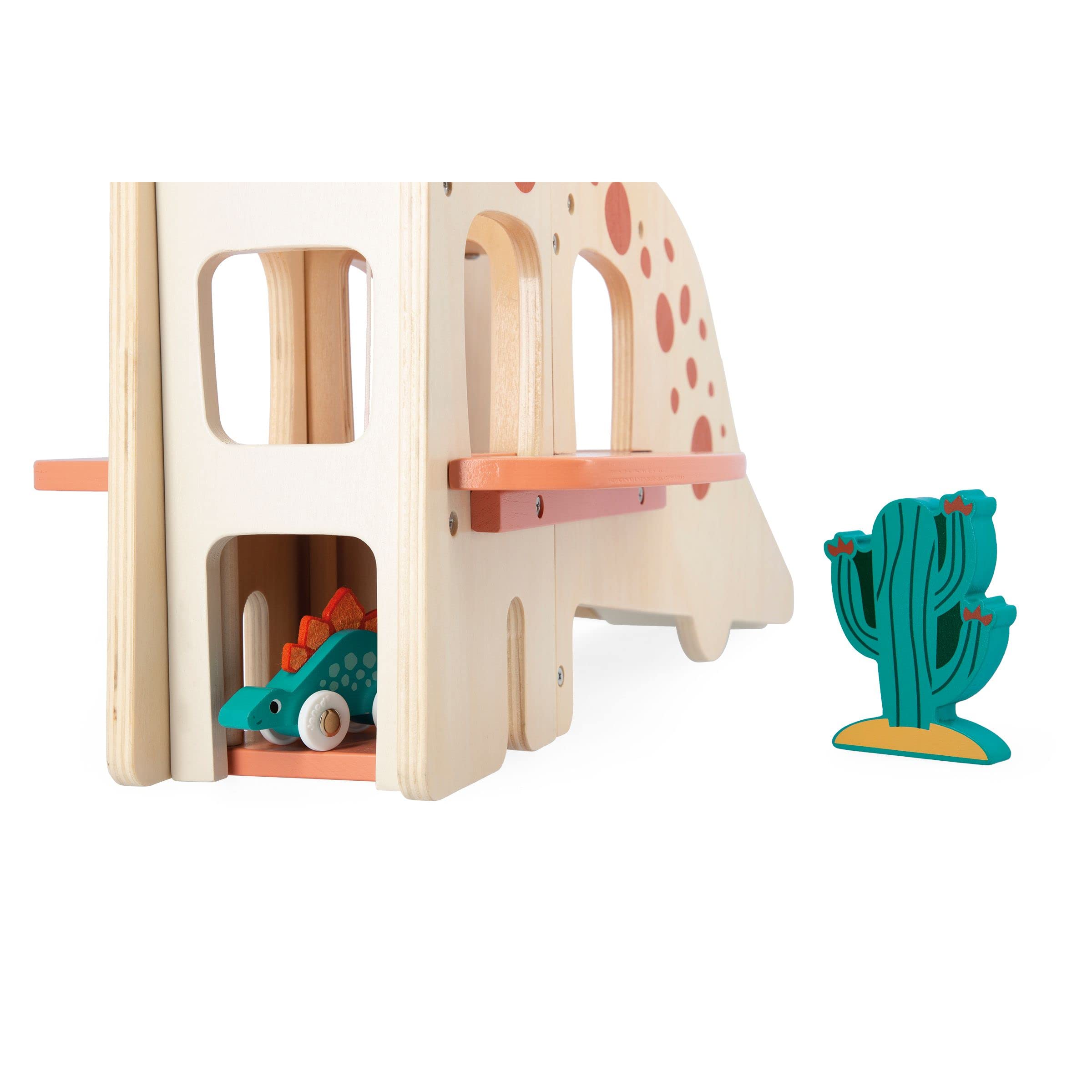 janod-garage-dino-diplodocus-bois-fsc-4-dinos-pousser-2-cactus-d-s-24-mois image 6