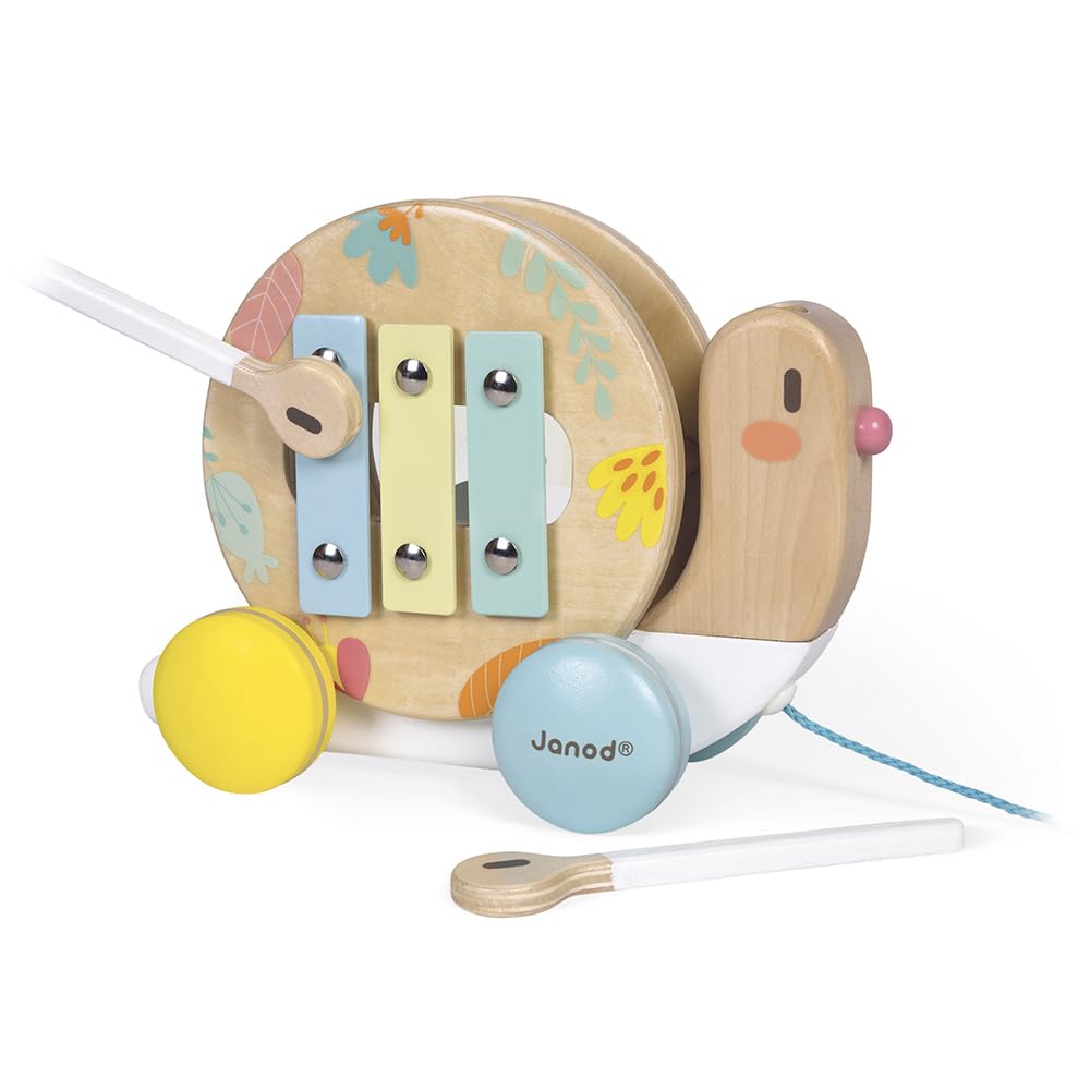 janod-escargot-en-bois-promener-jouet-d-veil-musical-avec-xylophone-et-tambourin image 6