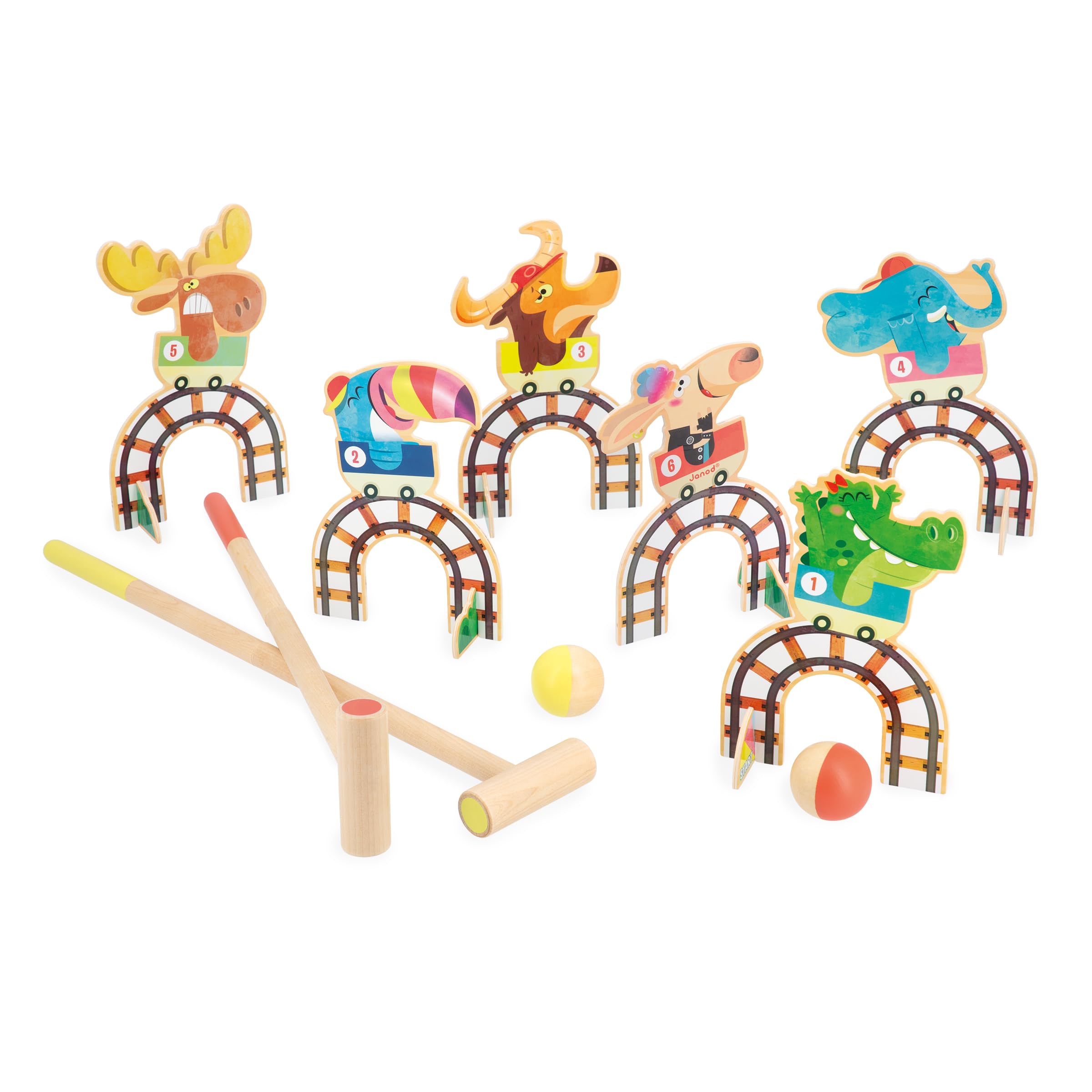 janod-applepop-j03353-jeu-de-croquet-enfant-6-portes-2-maillets-2-balles image 2