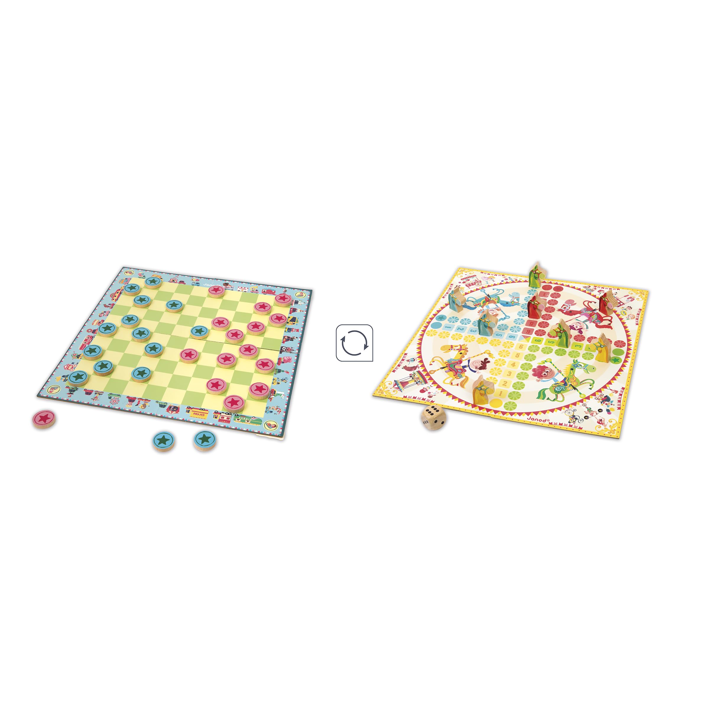 janod-jeu-des-petits-chevaux-jeu-de-dames-2-en-1-bois-d-s-4-ans image 4