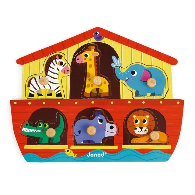 janod-puzzle-arche-de-no-j07062-puzzle-bois-6-pi-ces-tenons-18-mois image 1