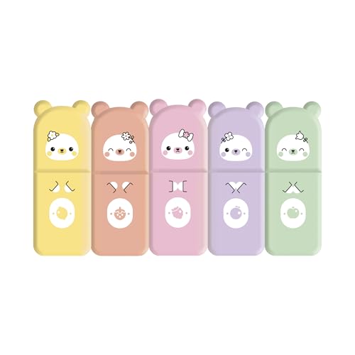 janod-coffret-5-mini-surligneurs-pastel-animaux-5-cm-jaune-orange-rose-violet-ve image 3