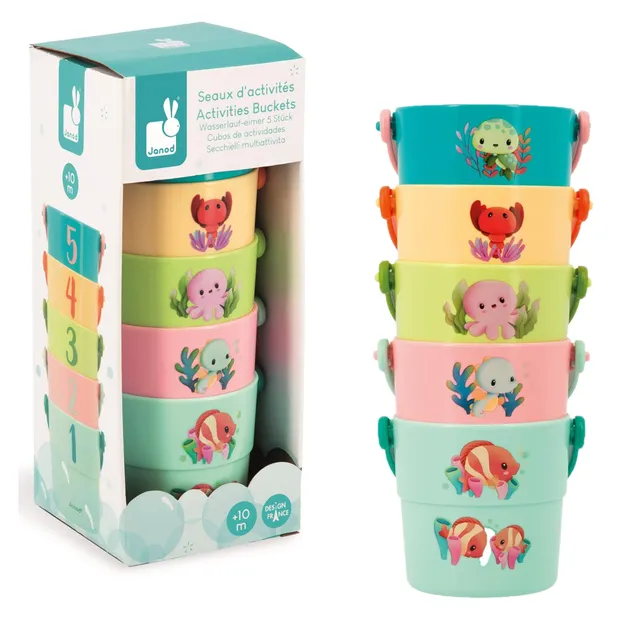 janod-5-seaux-d-activit-s-bain-j04722-jouets-de-bain-b-b-animaux-marins image 1