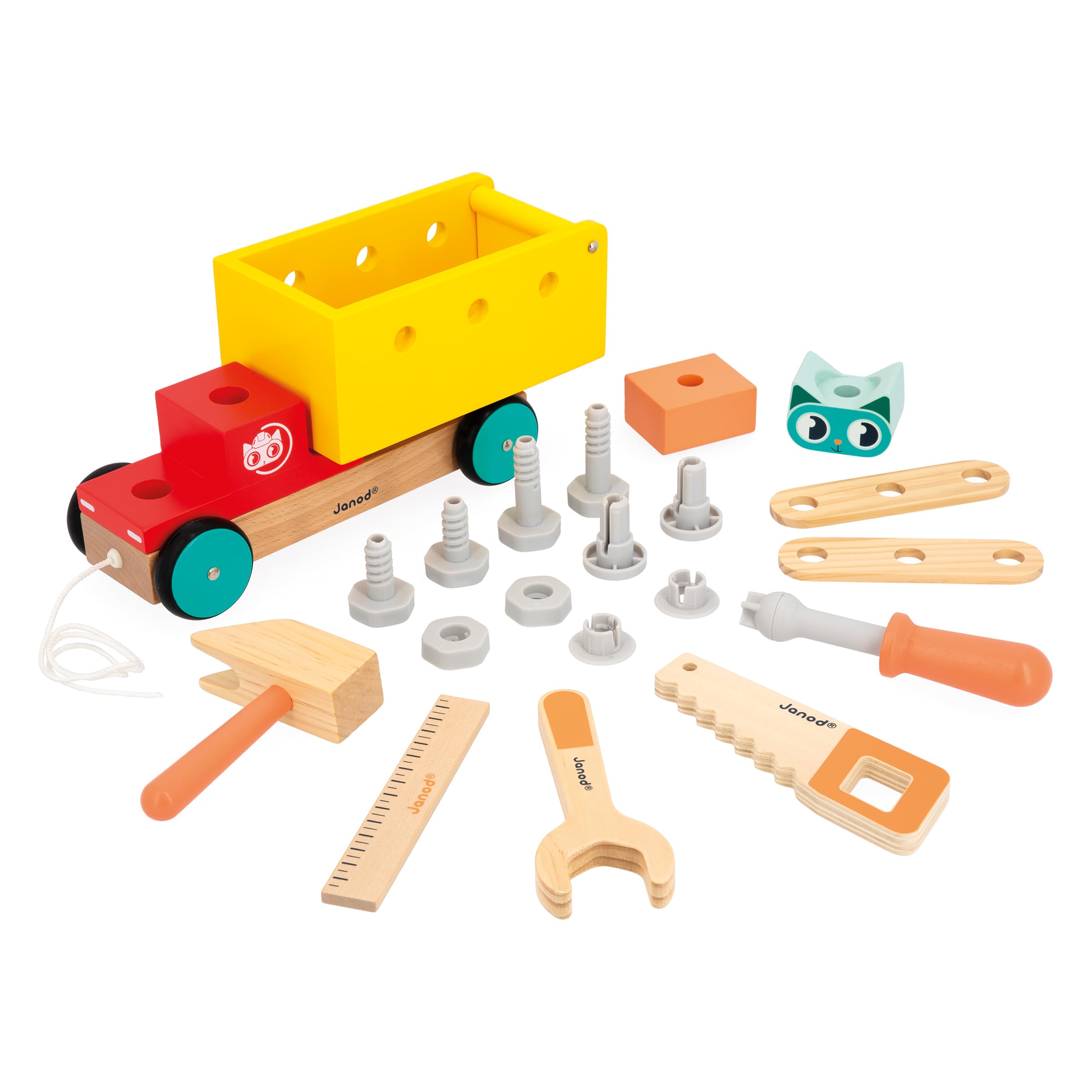 janod-brico-kids-camion-de-bricolage-tirer-en-bois-23-accessoires image 8