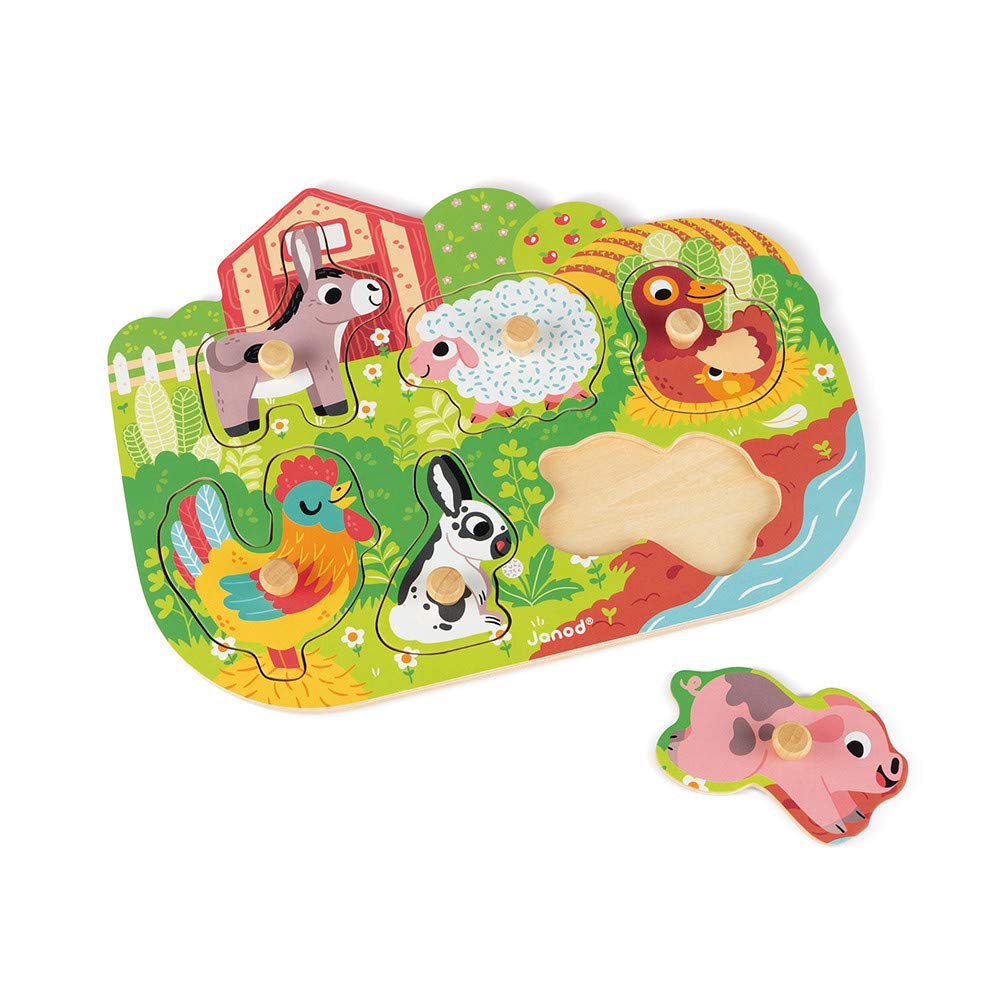 janod-puzzle-encastrement-en-bois-happy-farm-j07096-6-pi-ces-tenons-d-s-18-mois image 3