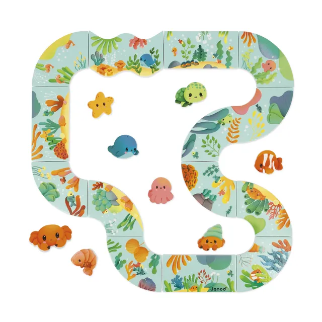 janod-circuit-de-bain-18-mois-parcours-14-pi-ces-8-animaux-filet image 1