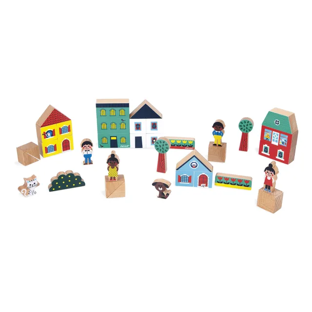 janod-cross-roads-j05917-set-36-cubes-en-bois-massif-ville image 1