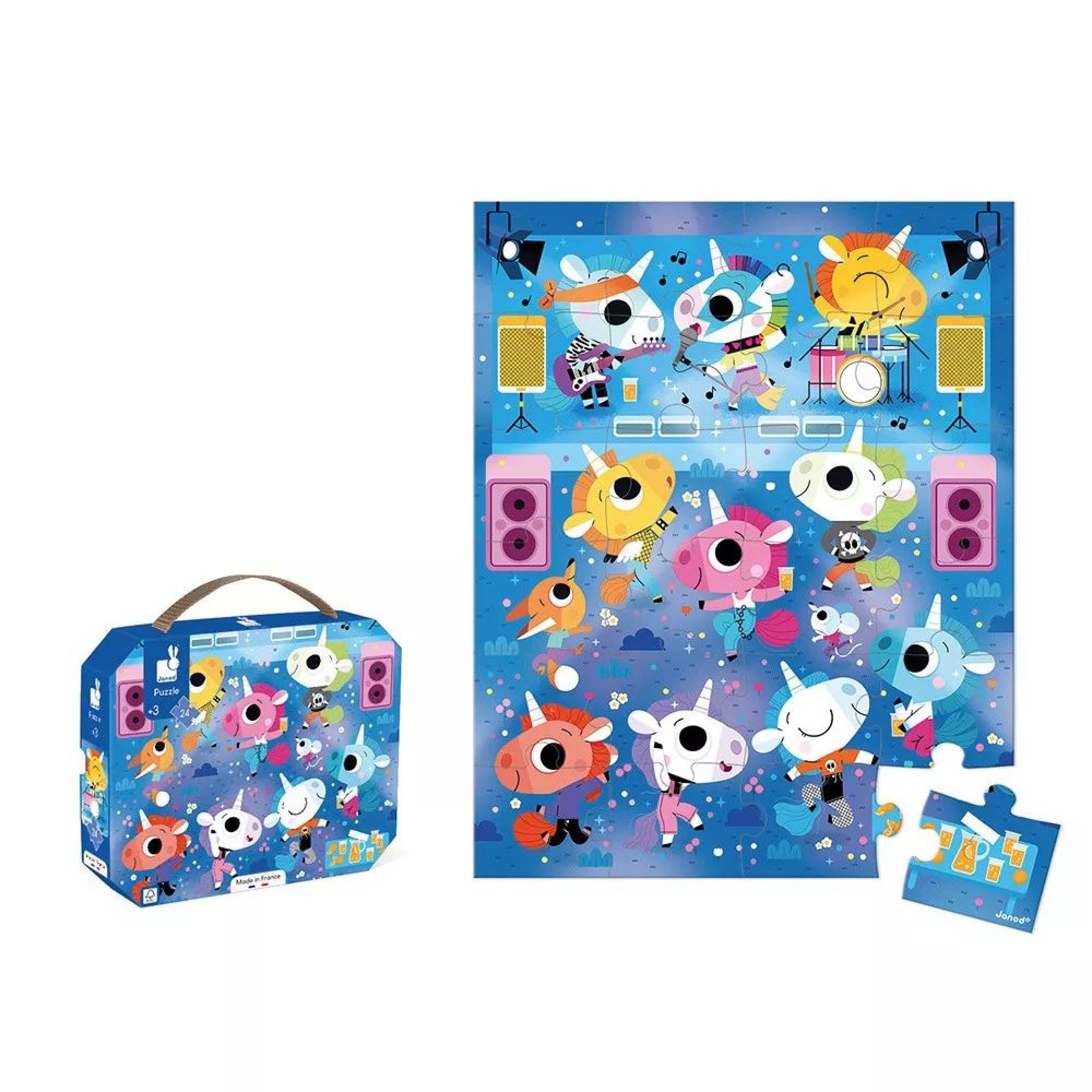 janod-j02544-puzzle-enfant-24-pi-ces-concert-rock-licornes-avec-valisette image 4