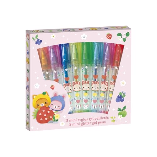 janod-8-minis-stylos-gel-paillet-s-arc-en-ciel-pochette-criture-dessin-carnet-se image 2