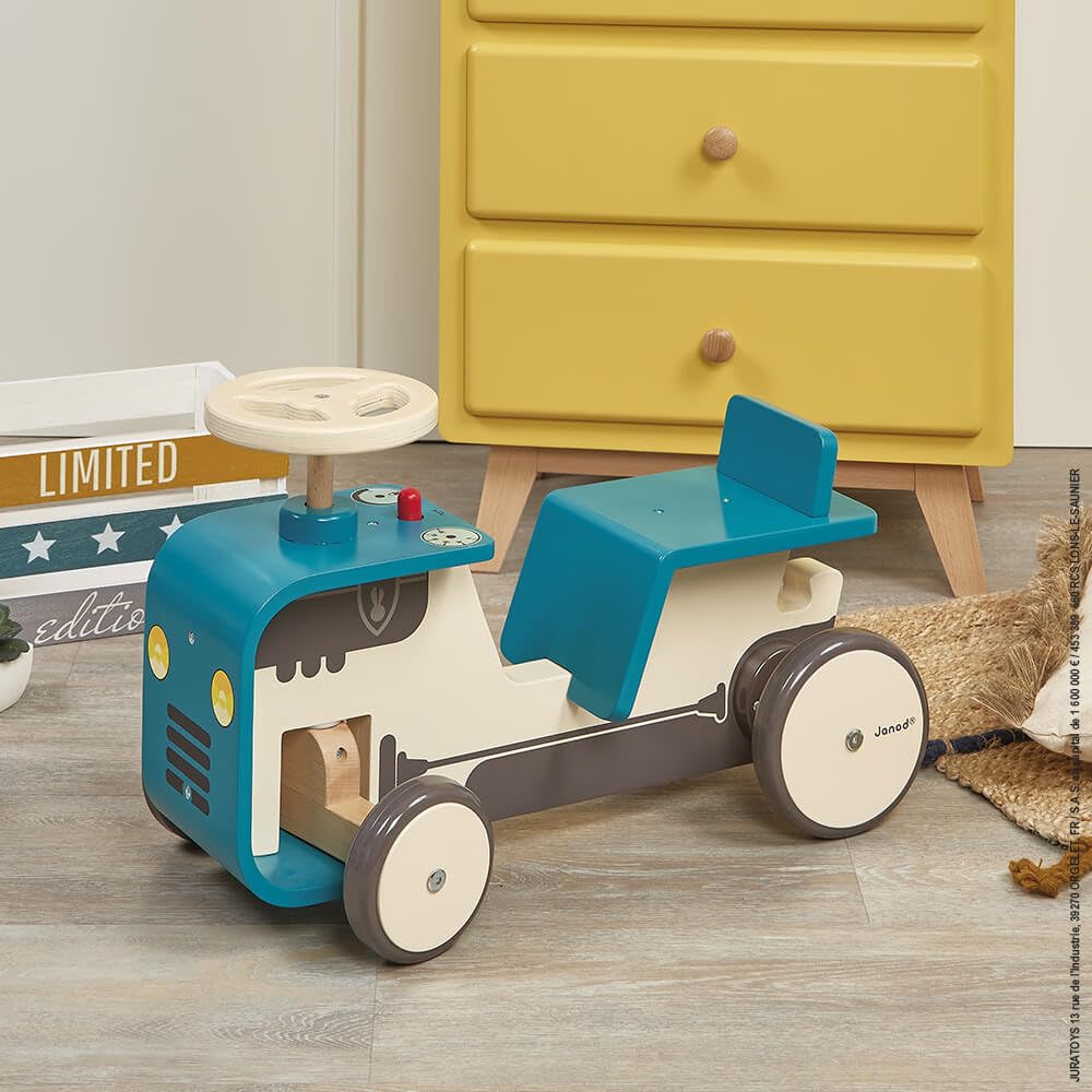 janod-j08053-porteur-tracteur-enfant-en-bois-volant-klaxon-18-mois image 2