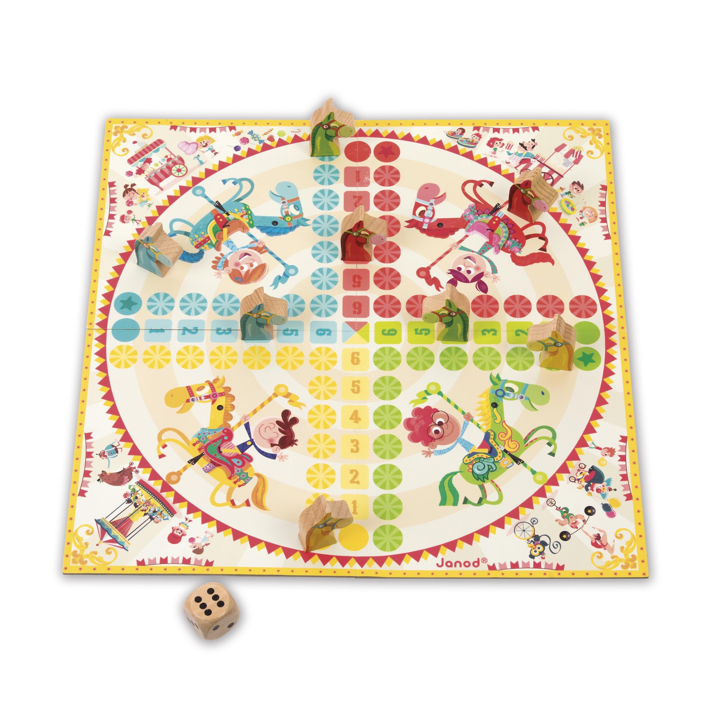 janod-jeu-des-petits-chevaux-jeu-de-dames-2-en-1-bois-d-s-4-ans image 2