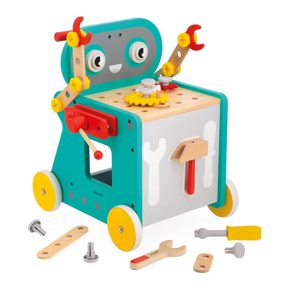 janod-brico-kids-mon-premier-jeu-de-construction-chariot-robot-j06456-18-mois image 1