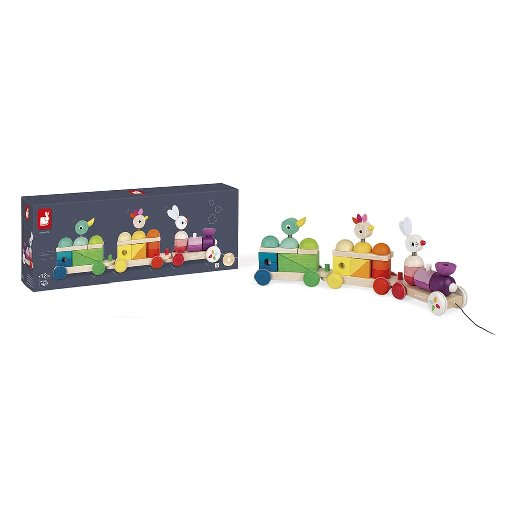 janod-j08202-train-g-ant-multicolore-en-bois-zigolos-tirer-2-en-1-d-s-1-an image 1