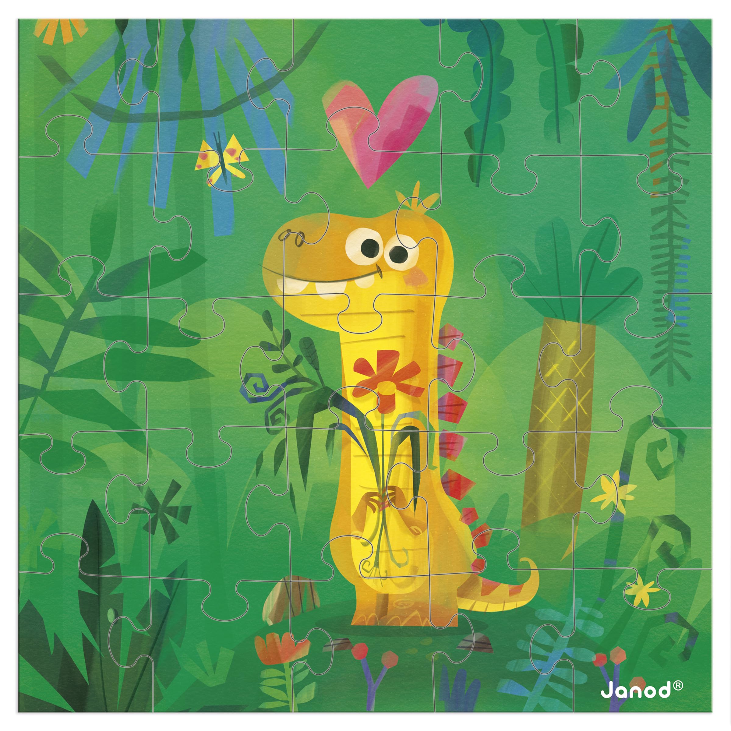 janod-carte-de-v-ux-puzzle-25-pi-ces-dino-cartonnette-enveloppe image 1