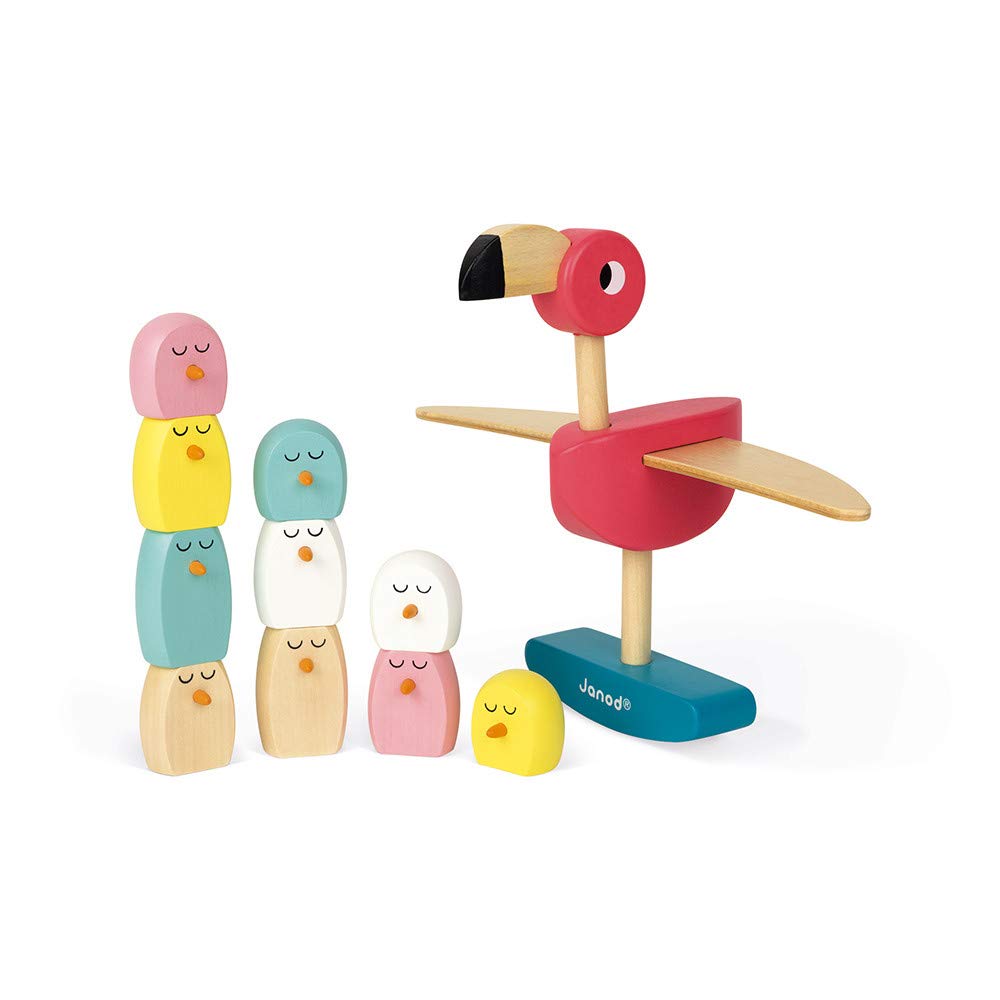 janod-zigolos-j08230-jeu-d-quilibre-en-bois-flamant-rose-avec-10-poussins image 3