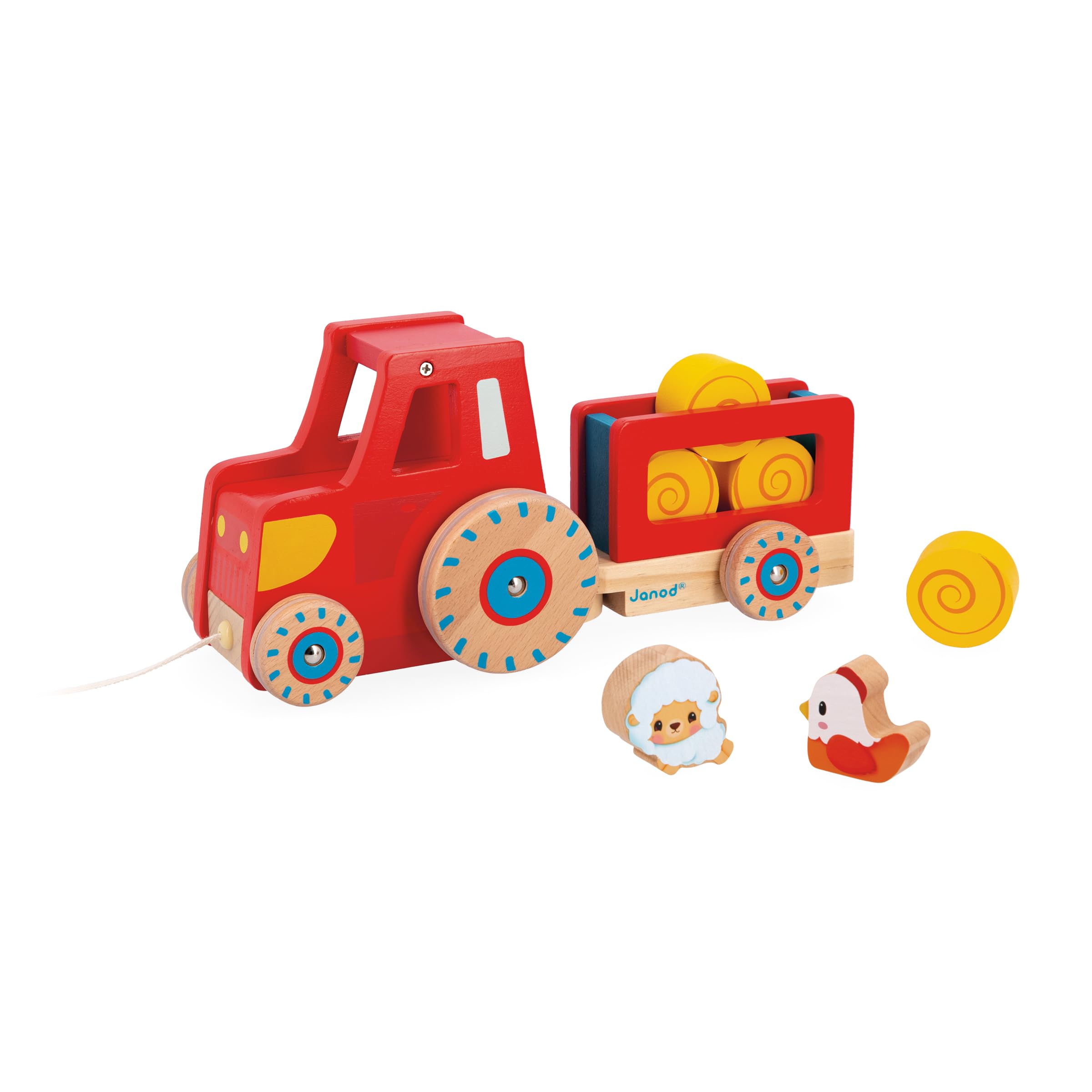 janod-j03317-tracteur-tirer-en-bois-avec-remorque-et-animaux-de-la-ferme image 2