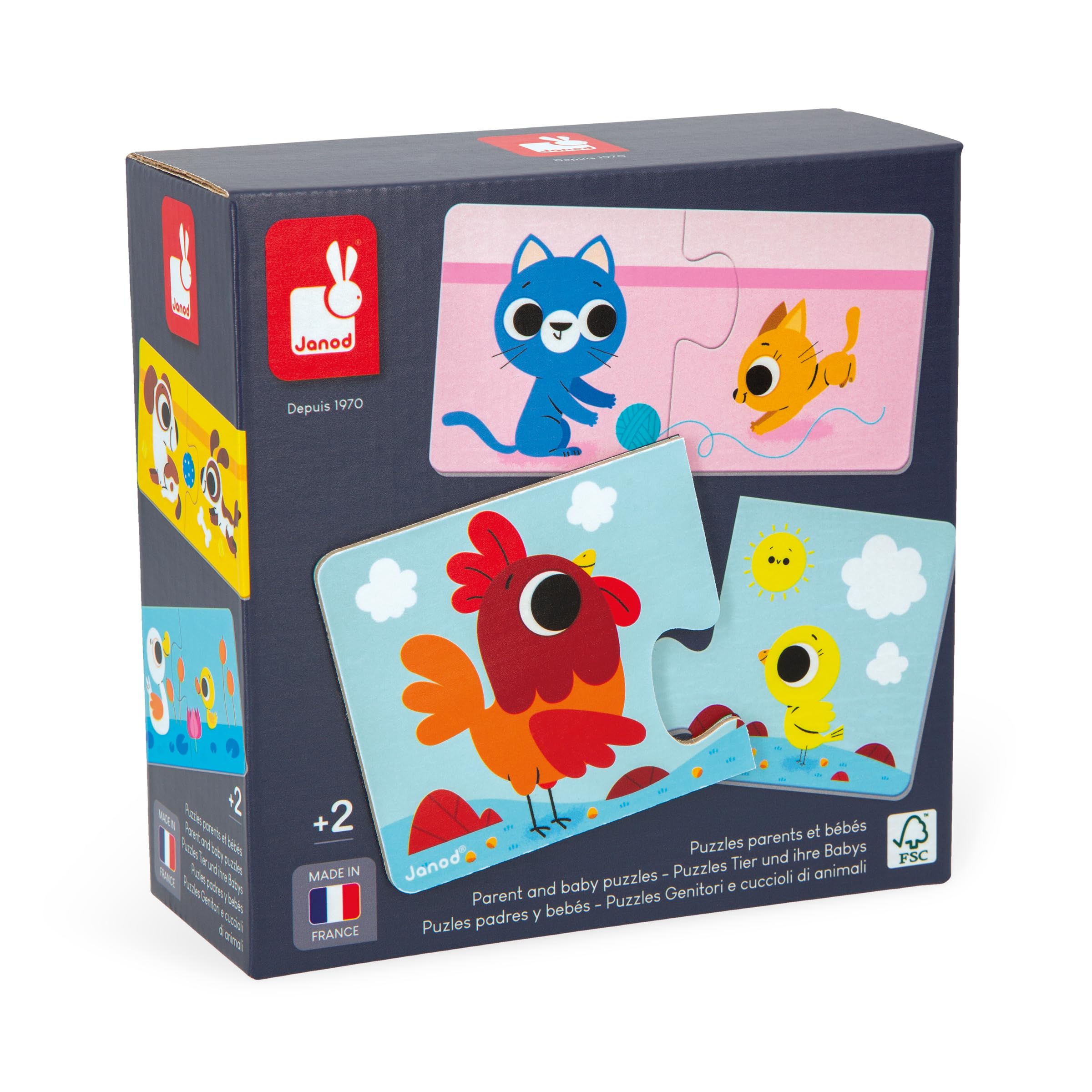 janod-j02637-puzzle-parents-et-b-b-s-animaux-12-puzzles-2-pi-ces-en-carton image 1