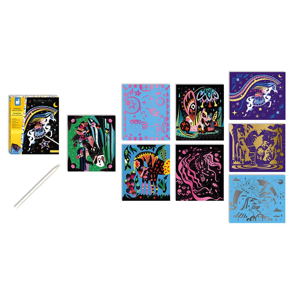 janod-j07895-kit-cr-atif-scratch-art-chevaux-et-licornes-8-tableaux image 2